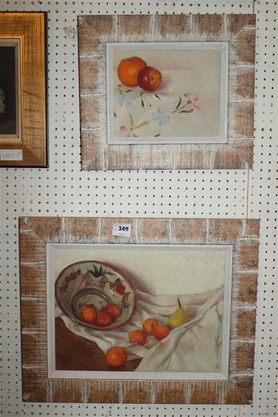 Francesco Centofanti (Contemporary), oil on canvas, Still Life with Fruits and Bowl and Orange and Apple (2) and two others etc.